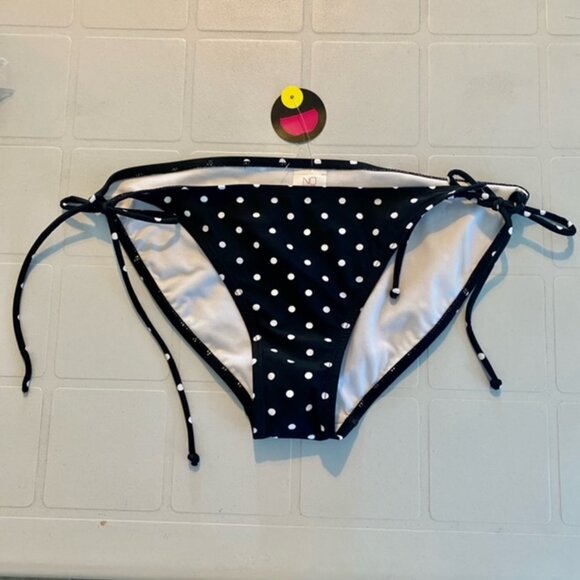 Blk w/white Polka Dot Bikini Bottom NWT - Picture 1 of 1